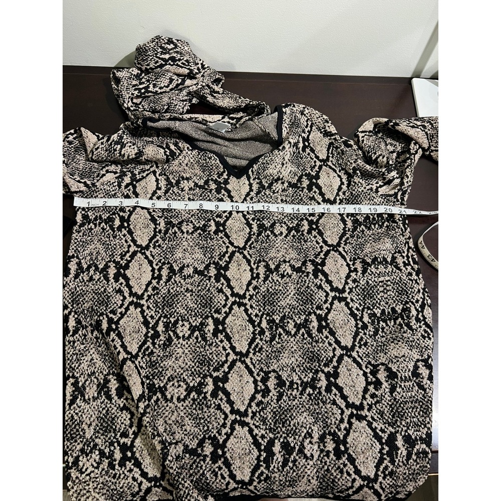 Chico's Double Espresso Python-Print Tie Neck Swe… - image 8